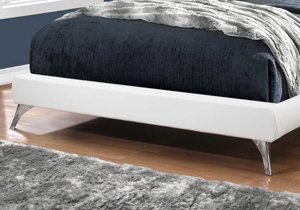 70.25" x 87.25" x 47.25" White Foam Solid Wood Leather Look Queen Size Bed - Image 2