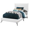 47.25" White Solid Wood MDF Foam and Linen Twin Sized Bed with Chrome Legs - Image 2