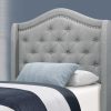 Tufted Grey Standard Bed Upholstered With Nailhead Trim And With Headboard - Image 2