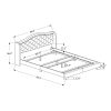 66.5" x 87.5" x 56.5" Dark Grey Foam Solid Wood Velvet Queen Size Bed With A Chrome Trim