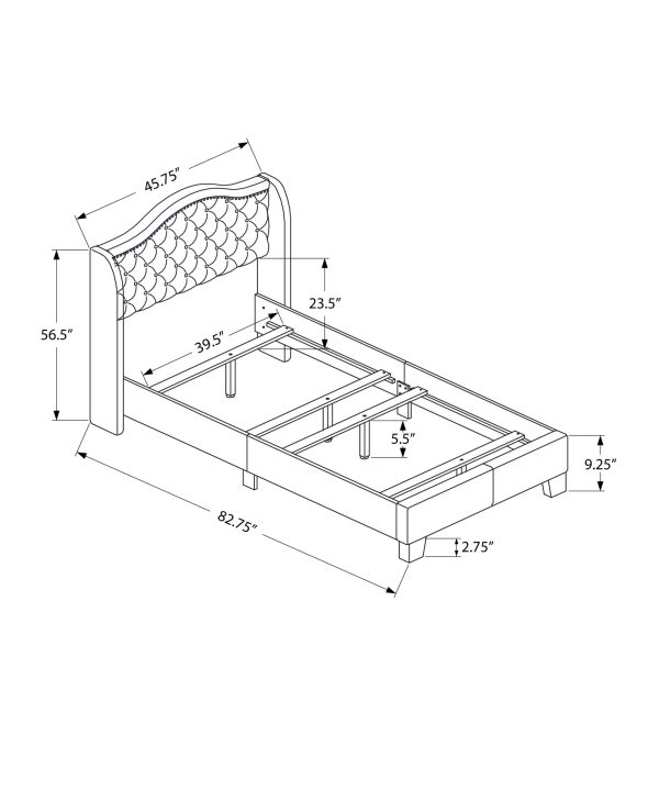 Tufted Brown Standard Bed Upholstered With Nailhead Trim And With Headboard - Image 3
