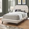 Tufted White Standard Bed Upholstered With Headboard