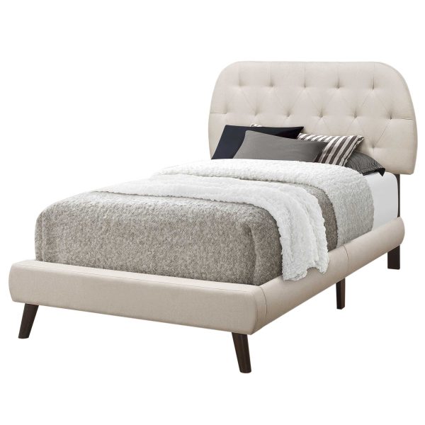Tufted White Standard Bed Upholstered With Headboard - Image 2