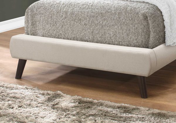 Tufted White Standard Bed Upholstered With Headboard - Image 3