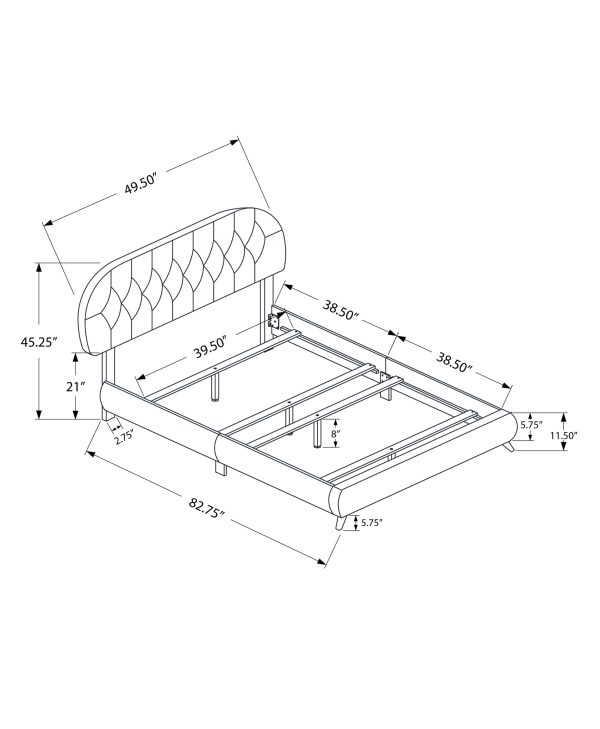 Tufted White Standard Bed Upholstered With Headboard - Image 4