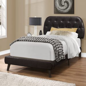Tufted Black Standard Bed Upholstered With Headboard