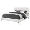 Tufted White Standard Bed Upholstered With Headboard