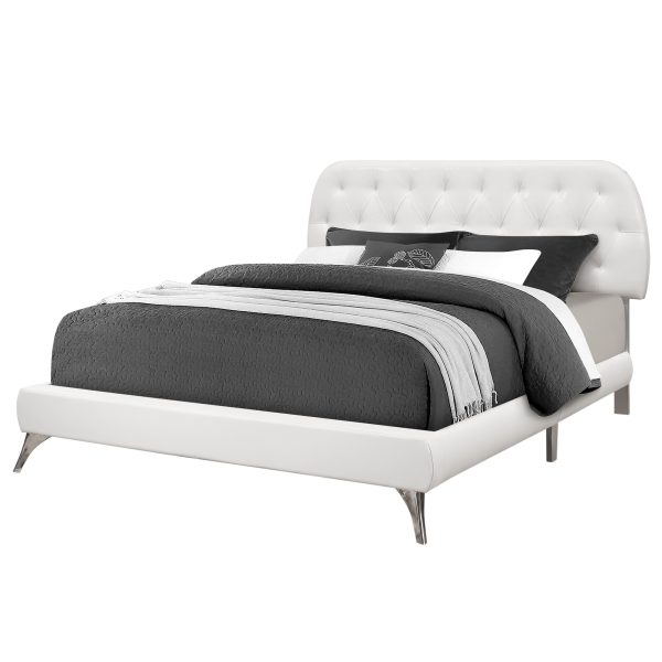 Tufted White Standard Bed Upholstered With Headboard