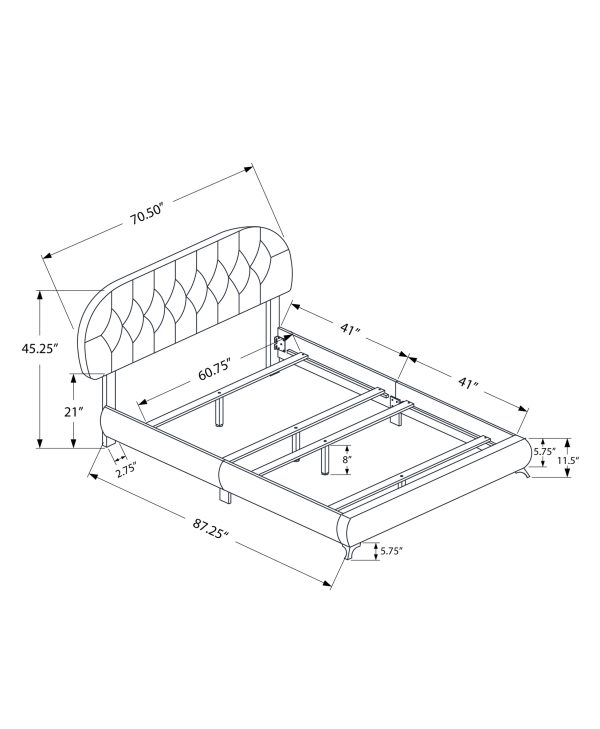 Tufted White Standard Bed Upholstered With Headboard - Image 3