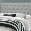 66.5" x 87.5" x 49.75" Grey Foam Solid Wood Linen Queen Size Bed With A Chrome Trim - Image 2