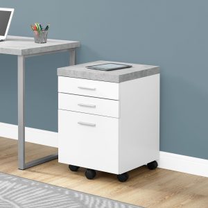 25.25" White Particle Board and MDF Filing Cabinet with 3 Drawers