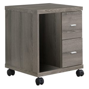 17.75" x 17.75" x 23" Dark Taupe Particle Board Hollow Core 2 Drawers  Office Cabinet