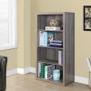 47.5" Dark Taupe Particle Board and MDF Bookshelf with Adjustable Shelves