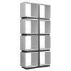 12" x 33.5" x 71.25" White Grey Particle Board Hollow Core  Bookcase With A Hollow Core
