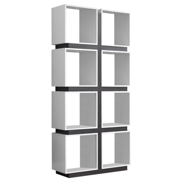 12" x 33.5" x 71.25" White Grey Particle Board Hollow Core  Bookcase With A Hollow Core