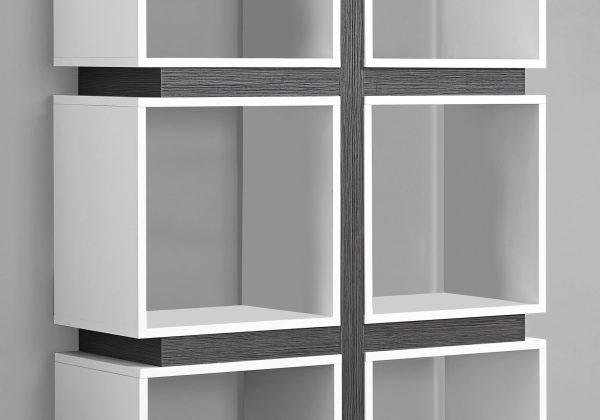 12" x 33.5" x 71.25" White Grey Particle Board Hollow Core  Bookcase With A Hollow Core - Image 2