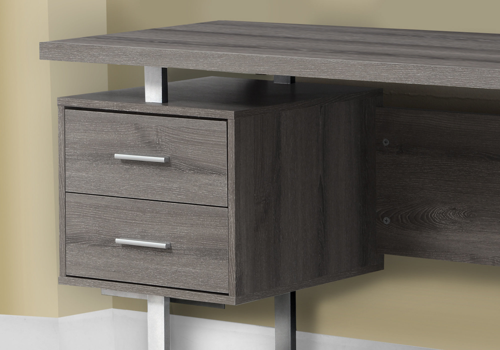 24" Taupe Rectangular Computer Desk With Three Drawers - Image 2