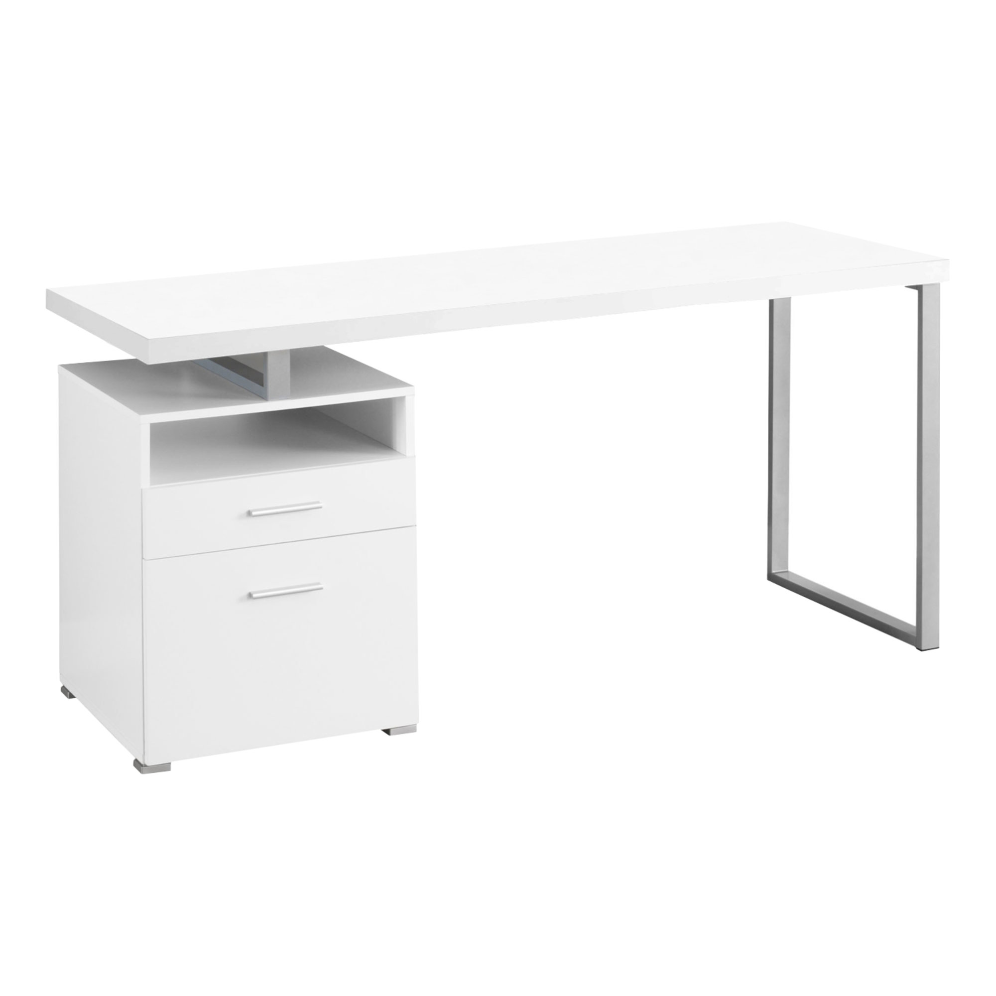 30" White Particle Board and Silver Metal Computer Desk - Image 2