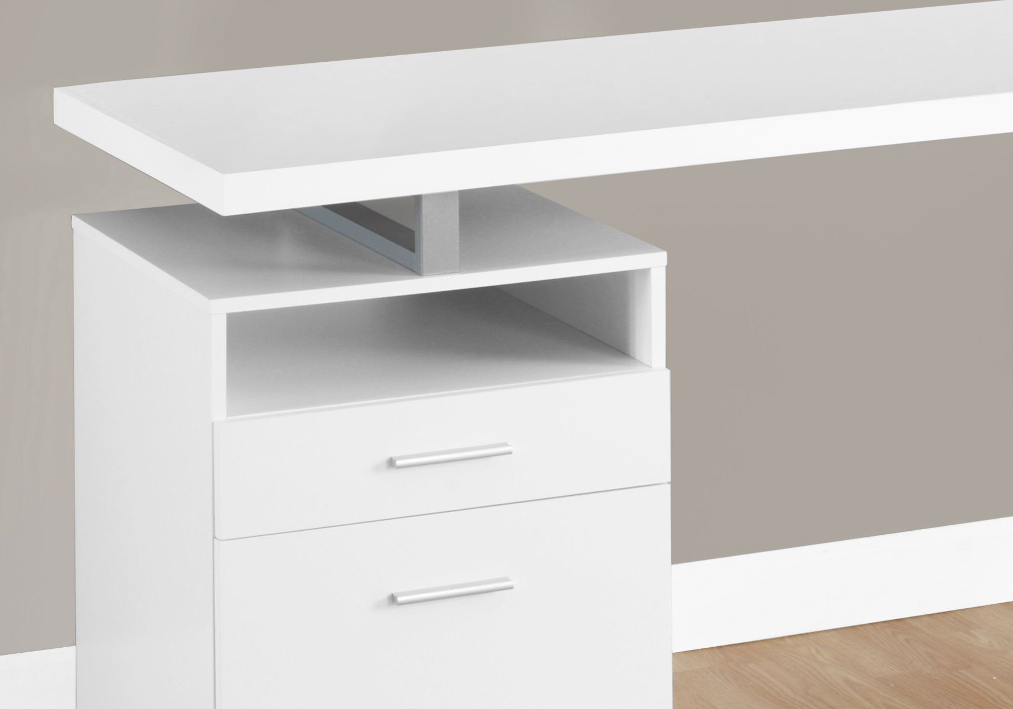 30" White Particle Board and Silver Metal Computer Desk - Image 3