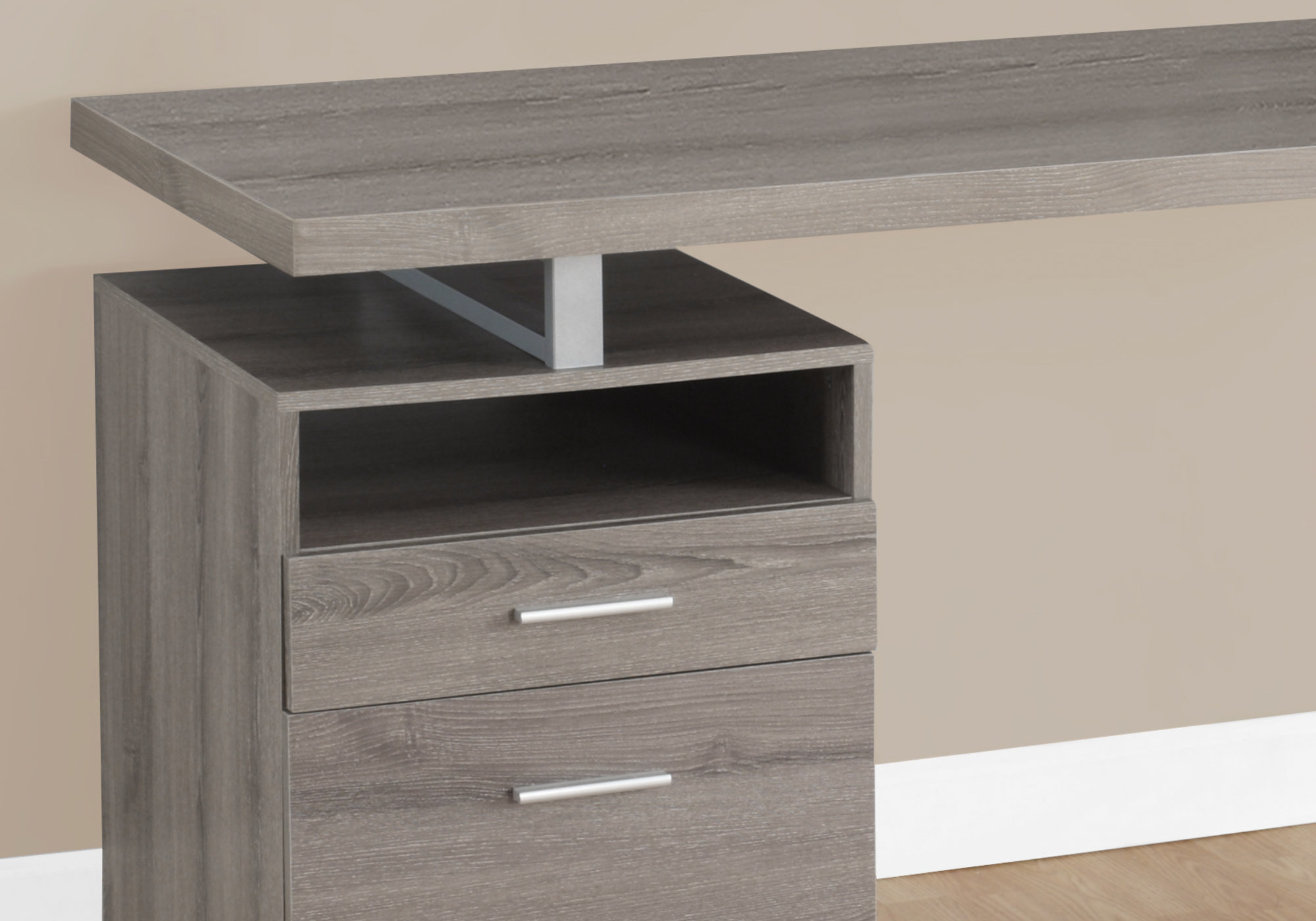 24" Taupe Rectangular Computer Desk With Two Drawers - Image 2