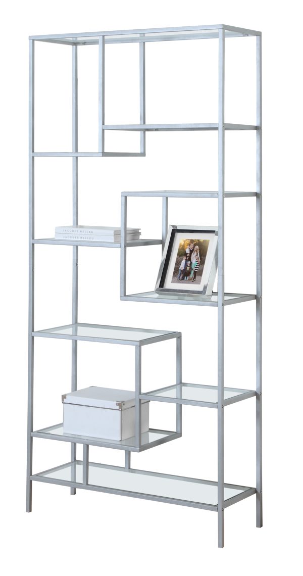 72" Metal and Tempered Glass Bookcase - Image 2