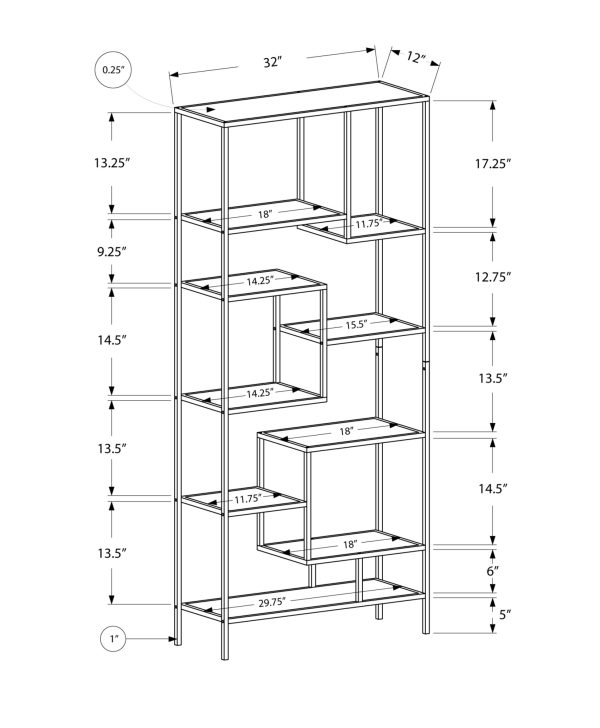 72" Metal and Tempered Glass Bookcase - Image 4