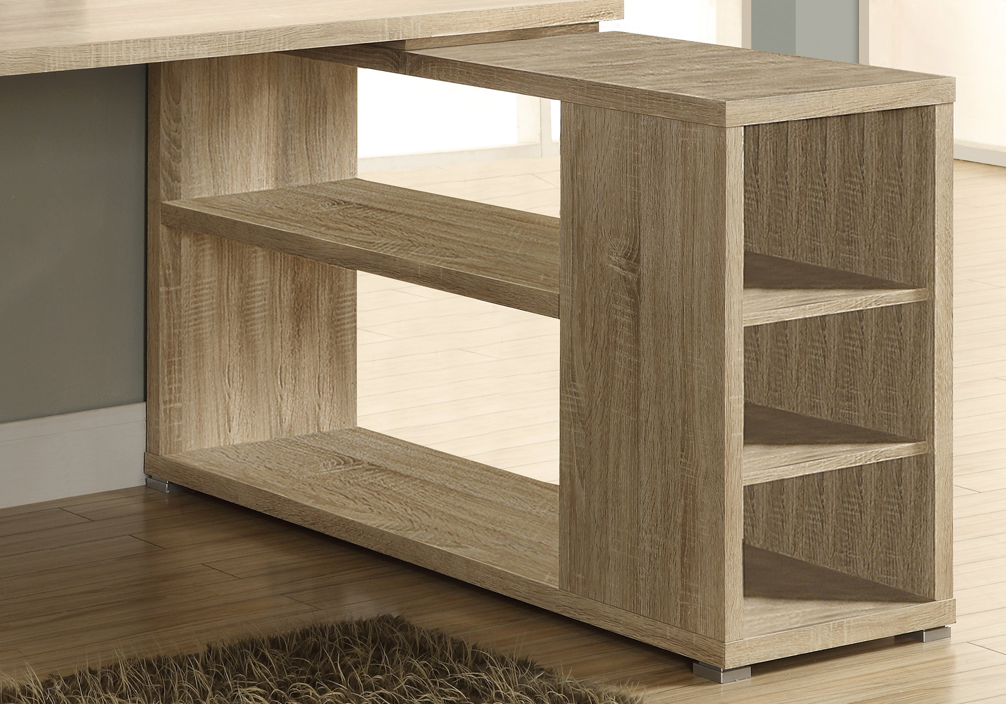 47" Light Brown L-Shape Computer Desk With Three Drawers - Image 2