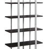 13.25" x 32" x 60" Cappuccino Silver Mdf Metal  Bookshelf