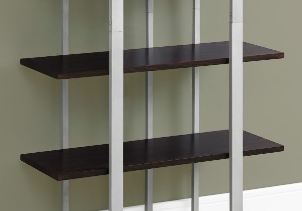 13.25" x 32" x 60" Cappuccino Silver Mdf Metal  Bookshelf - Image 2