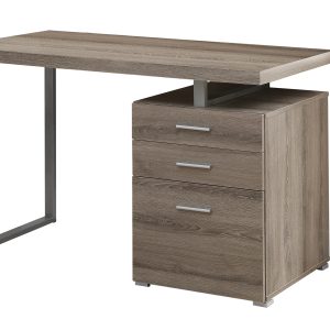 24" Taupe Rectangular Computer Desk With Three Drawers