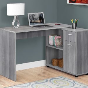 29.5" Grey Particle Board and Laminate Computer Desk with a Storage Cabinet
