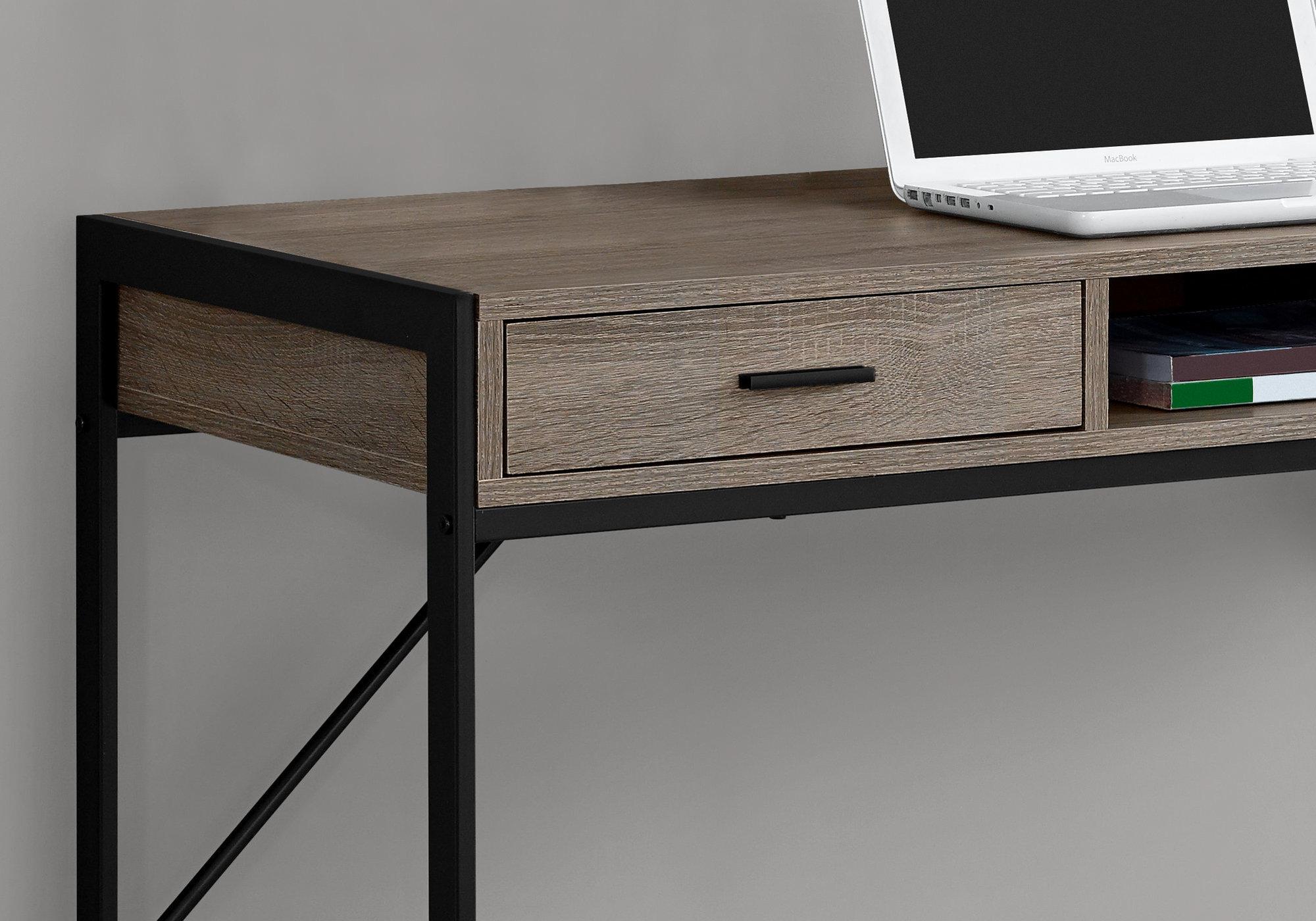 22" Taupe Rectangular Computer Desk With Two Drawers - Image 2