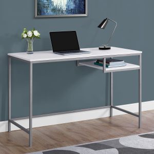 30" White MDF and White Metal Computer Desk