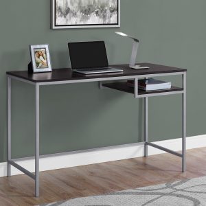 Sleek Chrome and Walnut Finish Computer Desk