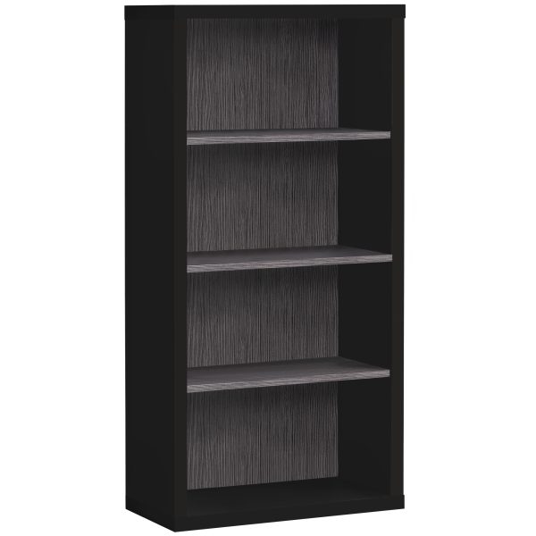 11.75" x 23.75" x 47.5" Black Grey Particle Board Adjustable Shelves  Bookshelf