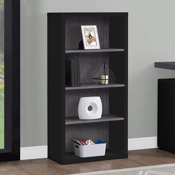 11.75" x 23.75" x 47.5" Black Grey Particle Board Adjustable Shelves  Bookshelf - Image 5