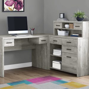 44.75" Grey Reclaimed Wood Particle Board  Laminate and MDF Computer Desk
