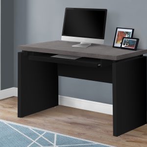 30.75" Black Particle Board  MDF  and Laminate Computer Desk with a Grey Top