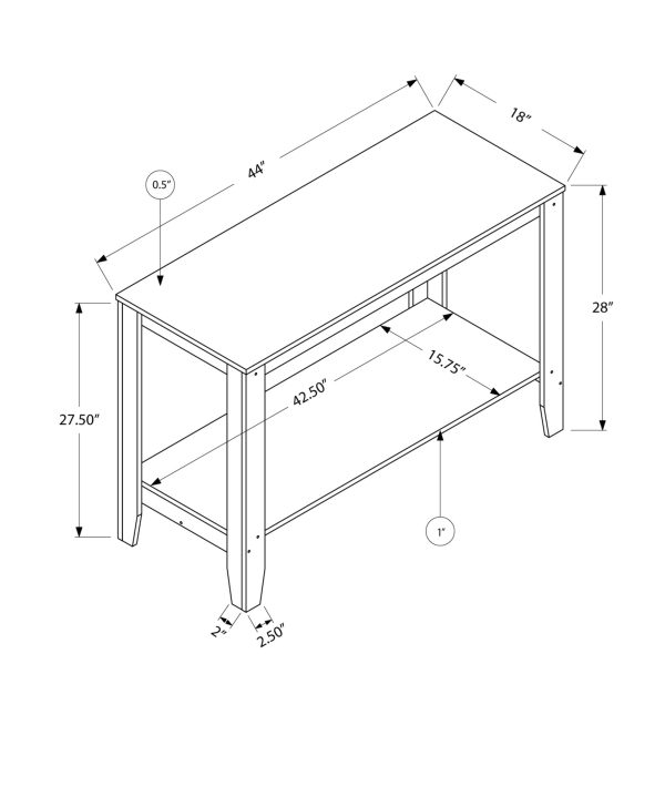 18" x 44" x 28" Dark Taupe Finish Accent Table - Image 3