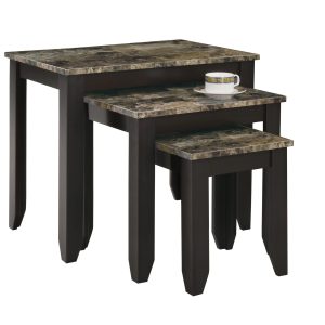 41.25" x 56.25" x 51.5" Cappuccino Particle Board 3pcs Nesting Table Set