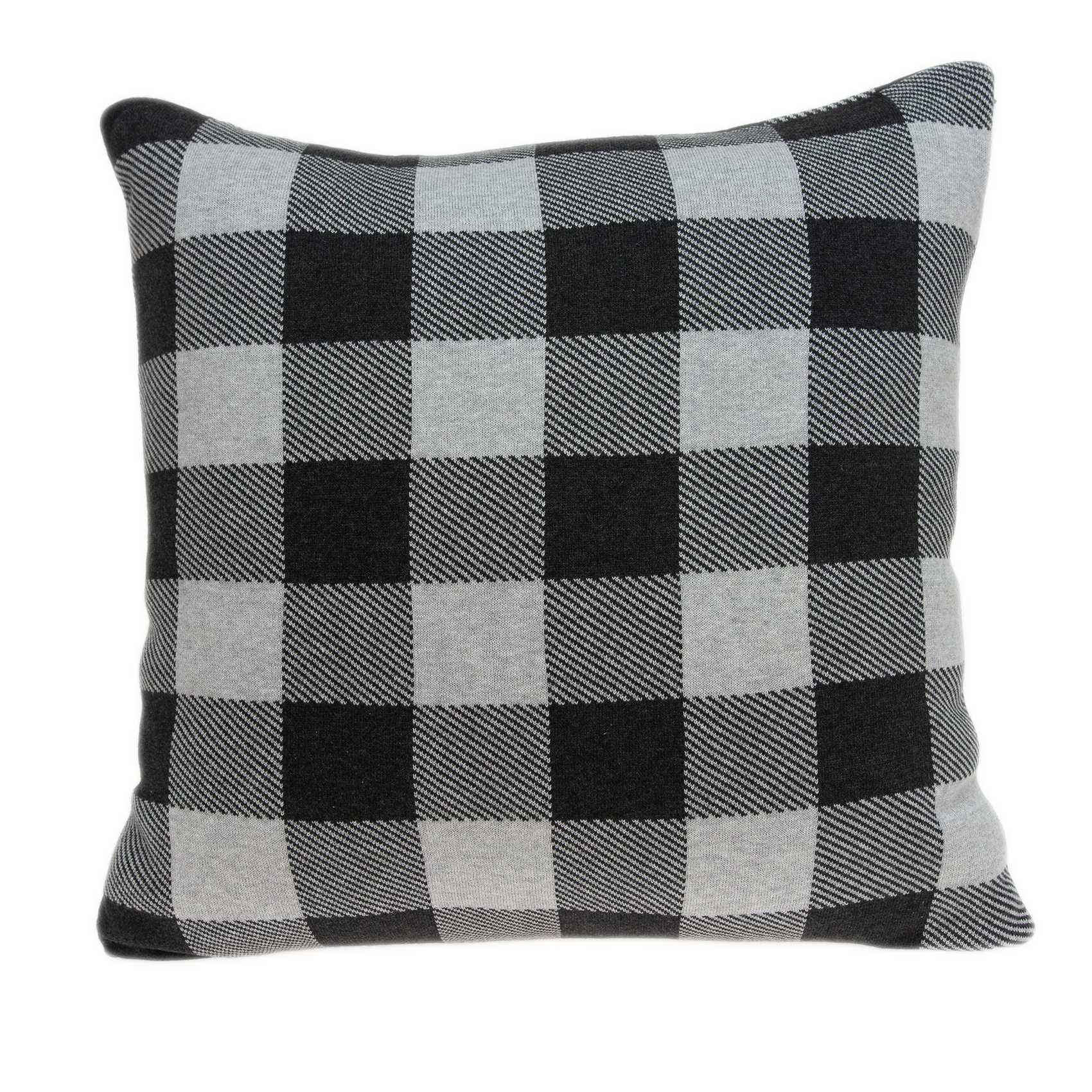 Square Buffalo Check Gray Accent Pillow - Image 2
