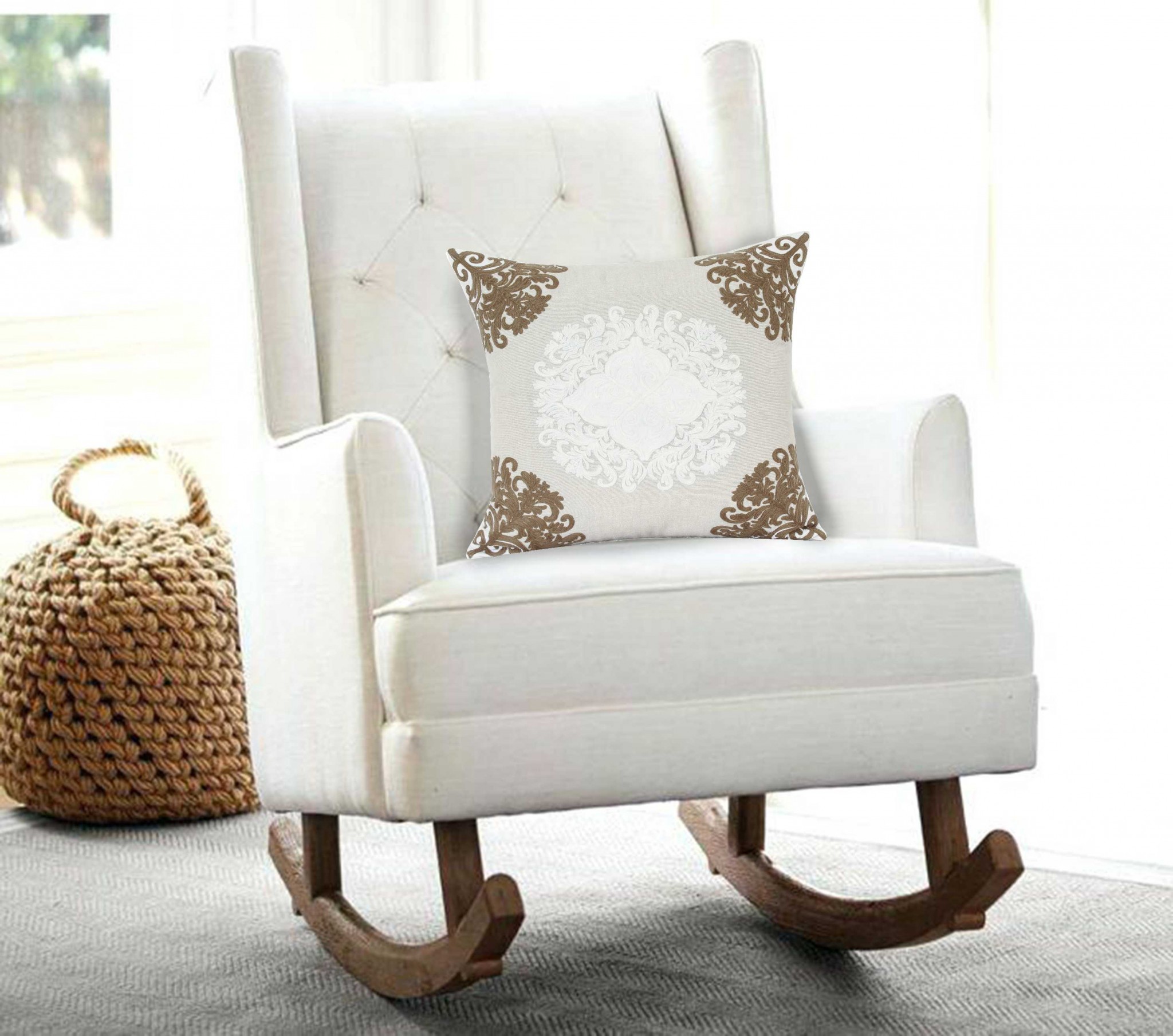 20" x 7" x 20" Traditional Beige Pillow Cover With Down Insert - Image 2