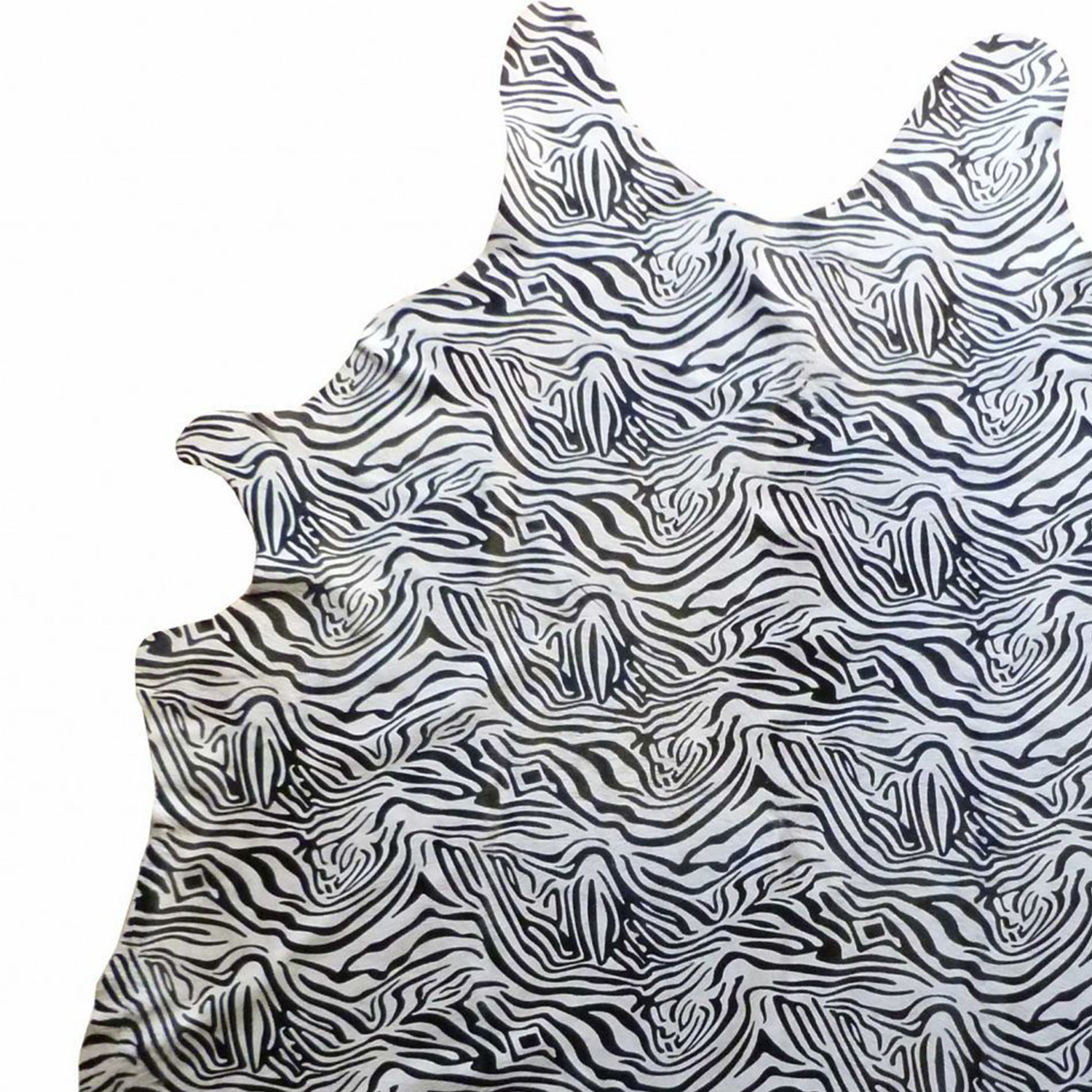 6 Ft Black and White Stenciled Baby Zebra Cowhide Rug - Image 2
