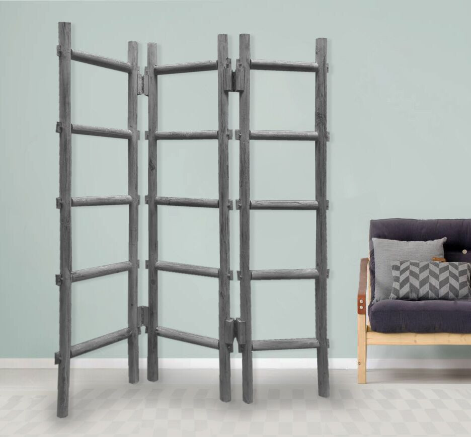 54 x 1.5 x 59 Gray Wood Blanket Rack Screen - Image 2