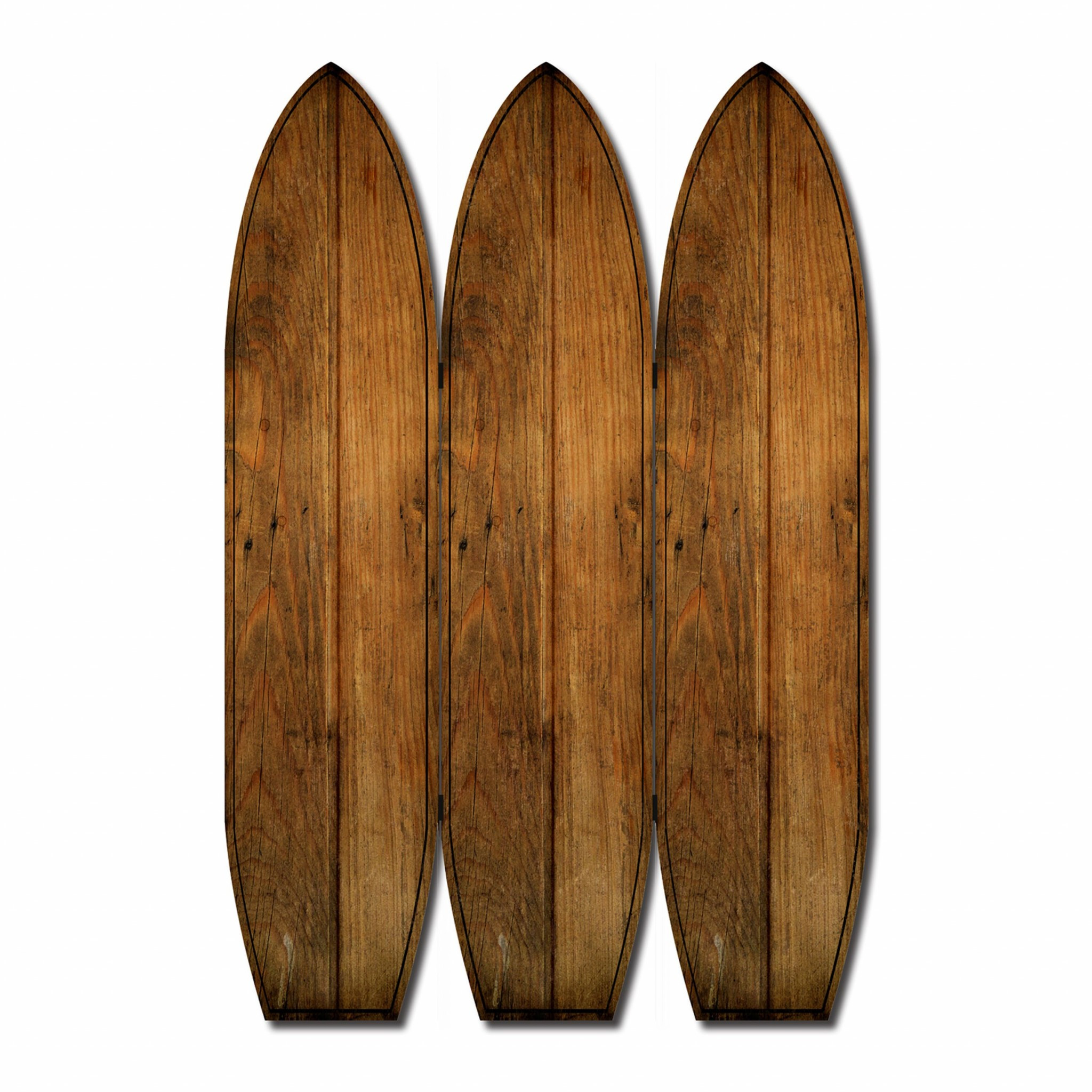 47 x 1 x 71 Brown Wood Coastal Surfboard Screen