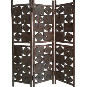 53" x 1" x 71" Weathered Brown Wood Screen