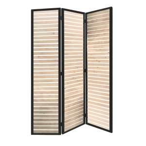 41 x 1.5 x 67 Natural Brown Wood And Metal Screen
