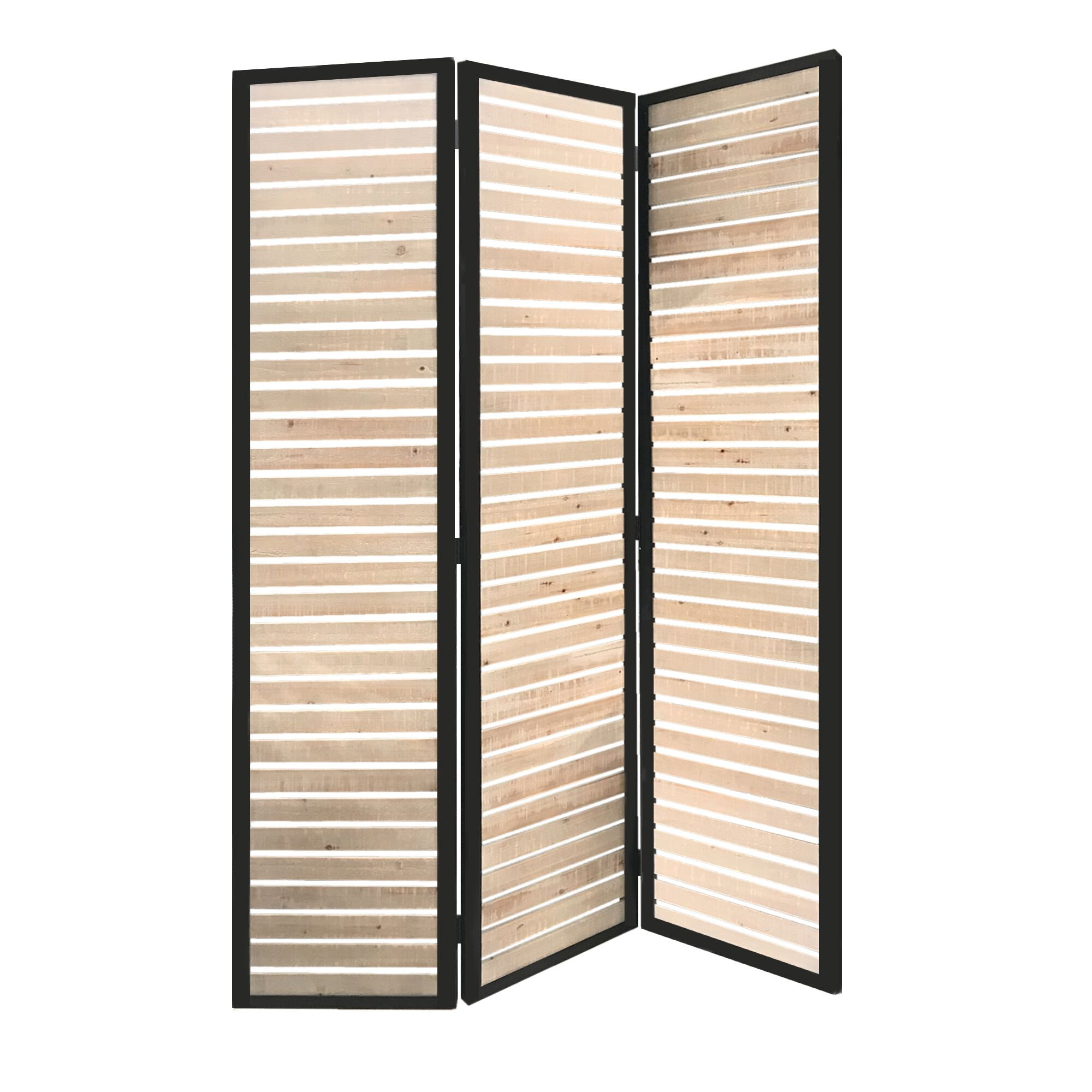 41 x 1.5 x 67 Natural Brown Wood And Metal Screen