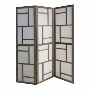 67 x 1.5 x 50 Gray Fabric And Wood 3 Panel Screen