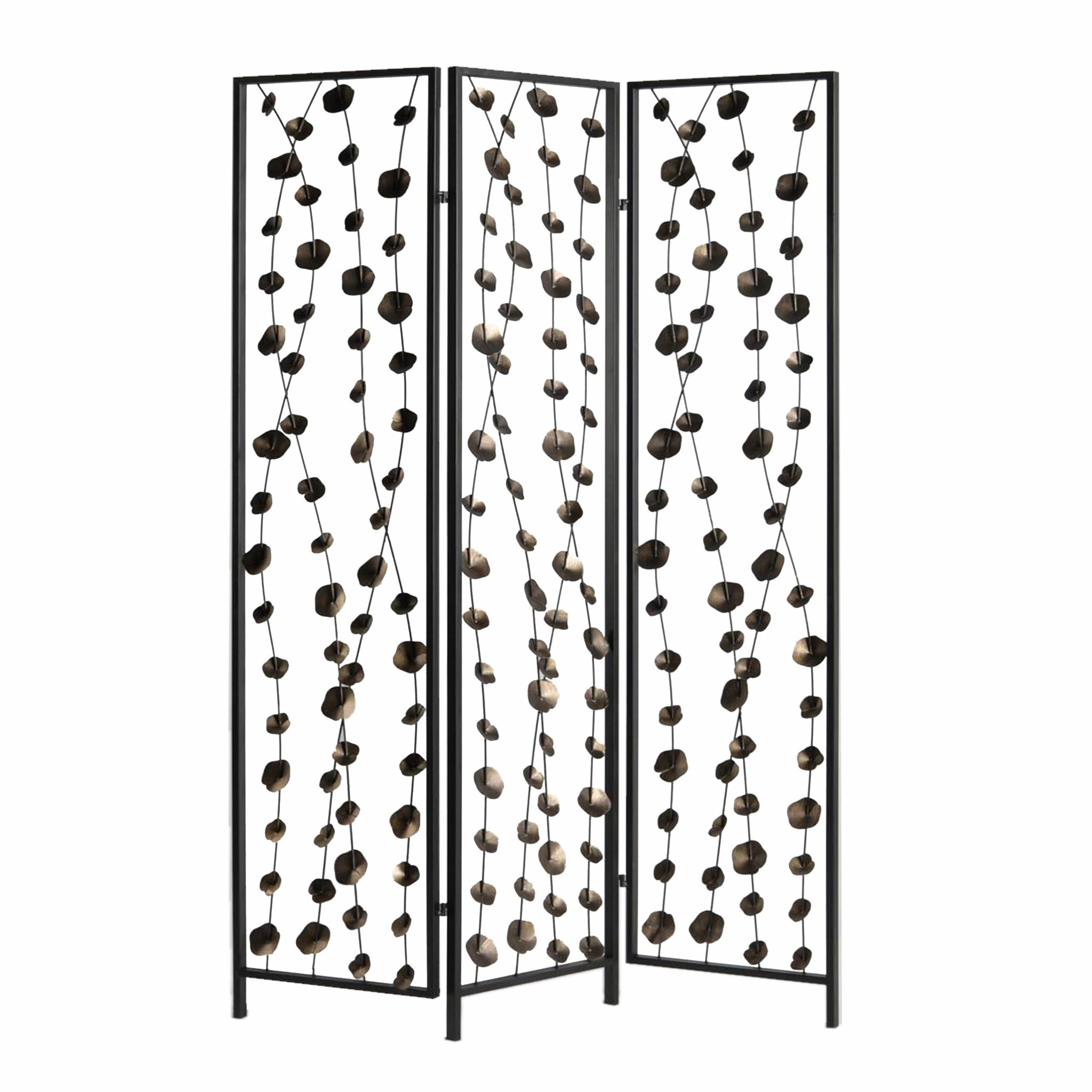 48 x 1 x 71 Gray And Bronze Metal Falling Blooms Screen
